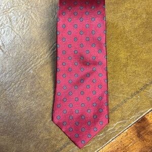 DON LOPER Beverly Hills Elegant 100% Italian Silk Red Foulard Men's Tie